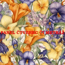 Látkový panel  či metráž kolekce KVĚTINY  300-109