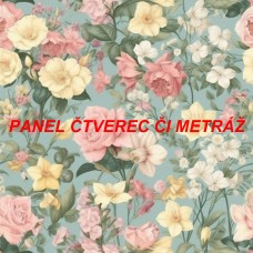 Látkový panel  či metráž kolekce KVĚTINY  300-145