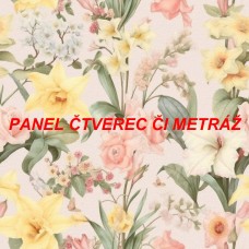 Látkový panel  či metráž kolekce KVĚTINY  300-146