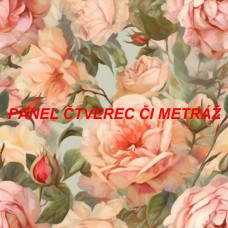 Látkový panel  či metráž kolekce KVĚTINY  300-165
