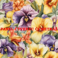 Látkový panel či metráž kolekce KVĚTINY 300-54 Látkový panel či metráž kolekce KVĚTINY 300-54