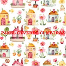 Látkový panel či metráž kolekce KRAJINA, DŮM 311-131 Látkový panel či metráž kolekce KRAJINA, DŮM 311-131