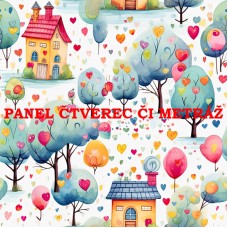 Látkový panel či metráž kolekce KRAJINA, DŮM 311-132 Látkový panel či metráž kolekce KRAJINA, DŮM 311-132