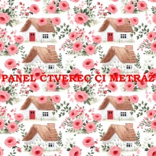 Látkový panel  či metráž kolekce  KRAJINA, DŮM 311-83