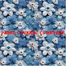 Látkový panel či metráž kolekce MODRÉ KVĚTINY 368-11 Látkový panel či metráž kolekce MODRÉ KVĚTINY 368-11