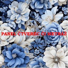 Látkový panel či metráž kolekce MODRÉ KVĚTINY 368-38 Látkový panel či metráž kolekce MODRÉ KVĚTINY 368-38