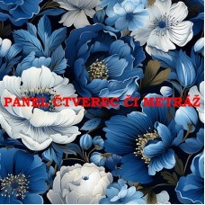 Látkový panel či metráž kolekce MODRÉ KVĚTINY 368-41 Látkový panel či metráž kolekce MODRÉ KVĚTINY 368-41