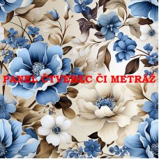 Látkový panel či metráž kolekce MODRÉ KVĚTINY 368-43 Látkový panel či metráž kolekce MODRÉ KVĚTINY 368-43