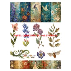 Látkový panel - sada - kolekce MAGICKÝ LES  - MYSTICKÉ VÍLY 399-84