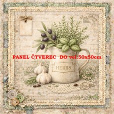 Látkový panel  kolekce DENIM LACE HERBS  497-741