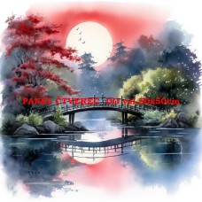 Látkový panel - kolekce JAPONSKÁ ZAHRADA 610-11 Látkový panel - kolekce JAPONSKÁ ZAHRADA 610-11