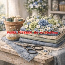 Látkový panel  kolekce DENIM  GARDEN – SHABBY  COTTAGE  614-476