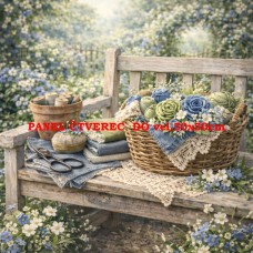 Látkový panel  kolekce DENIM  GARDEN – SHABBY  COTTAGE  614-479