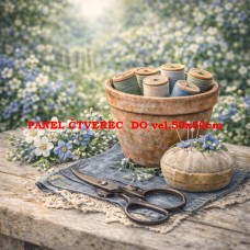 Látkový panel  kolekce DENIM  GARDEN – SHABBY  COTTAGE  614-480