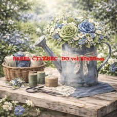 Látkový panel  kolekce DENIM  GARDEN – SHABBY  COTTAGE  614-484