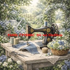 Látkový panel  kolekce DENIM  GARDEN – SHABBY  COTTAGE  614-485