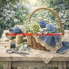 Látkový panel  kolekce DENIM  GARDEN – SHABBY  COTTAGE  614-487