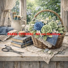 Látkový panel  kolekce DENIM  GARDEN – SHABBY  COTTAGE  614-488