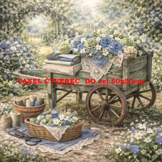 Látkový panel  kolekce DENIM  GARDEN – SHABBY  COTTAGE  614-489