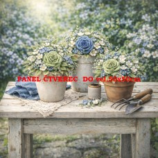 Látkový panel  kolekce DENIM  GARDEN – SHABBY  COTTAGE  614-491
