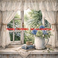 Látkový panel  kolekce DENIM  GARDEN – SHABBY  COTTAGE  614-493