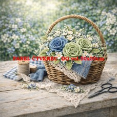 Látkový panel  kolekce DENIM  GARDEN – SHABBY  COTTAGE  614-495