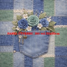 Látkový panel  kolekce DENIM  GARDEN – SHABBY  COTTAGE  614-496