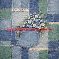 Látkový panel  kolekce DENIM  GARDEN – SHABBY  COTTAGE  614-498