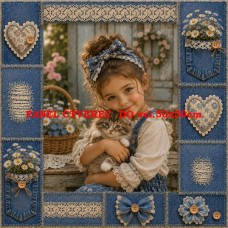 Látkový panel kolekce DREAMS DENIM LACE 631-155 Látkový panel kolekce DREAMS DENIM LACE 631-155