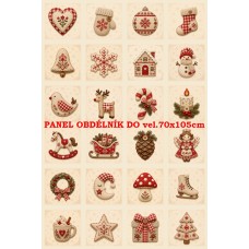 Látkový panel sada kolekce VÁNOCE - na adventní kalendář, pexeso, ozdoby atd.  640-1353