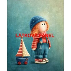 Bavlněný panel - NÁMOŘNÍK S LOĎKOU   -  196-225