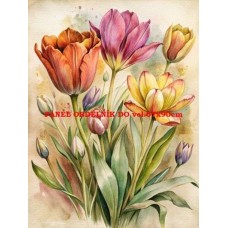 BAVLNĚNÝ PANEL tulipány 19x25 cm  kve286