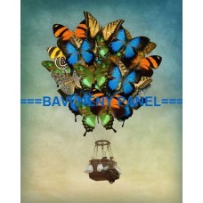 Bavlněný panel - MOTÝLÍ BALÓN  -  196-58