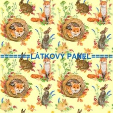BAVLNĚNÝ ČI ÚPLETOVÝ  PANEL- varianty velikostí 202-114 kolekce LESNÍ ZVÍŘÁTKA