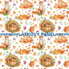 BAVLNĚNÝ ČI ÚPLETOVÝ  PANEL- varianty velikostí 202-116 kolekce LESNÍ ZVÍŘÁTKA