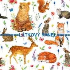 BAVLNĚNÝ ČI ÚPLETOVÝ  PANEL- varianty velikostí 202-127 kolekce LESNÍ ZVÍŘÁTKA