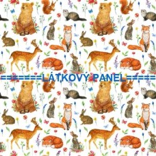 BAVLNĚNÝ ČI ÚPLETOVÝ  PANEL- varianty velikostí 202-128 kolekce LESNÍ ZVÍŘÁTKA