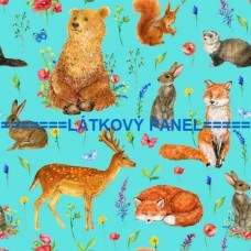 BAVLNĚNÝ ČI ÚPLETOVÝ  PANEL- varianty velikostí 202-129 kolekce LESNÍ ZVÍŘÁTKA