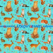 BAVLNĚNÝ ČI ÚPLETOVÝ  PANEL- varianty velikostí 202-130 kolekce LESNÍ ZVÍŘÁTKA
