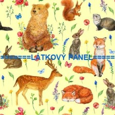 BAVLNĚNÝ ČI ÚPLETOVÝ  PANEL- varianty velikostí 202-133 kolekce LESNÍ ZVÍŘÁTKA