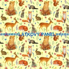 BAVLNĚNÝ ČI ÚPLETOVÝ  PANEL- varianty velikostí 202-134 kolekce LESNÍ ZVÍŘÁTKA
