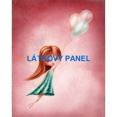 Bavlněný panel - HOLČIČKA  S BALÓNKY  -  196-99